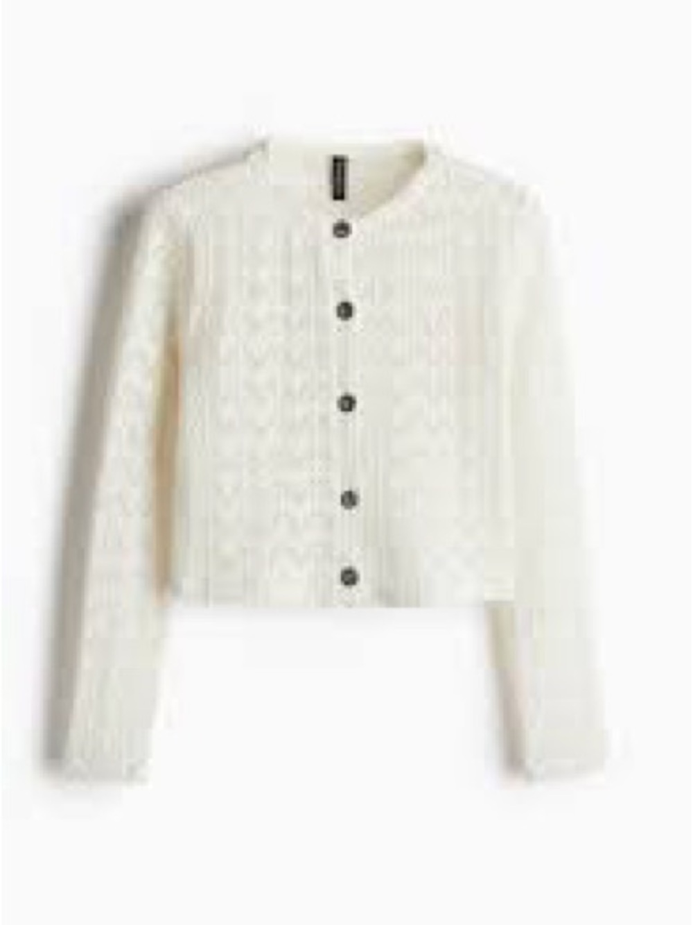 French Cottage Vibe H&M White Openwork Knit Button-Up Cardigan